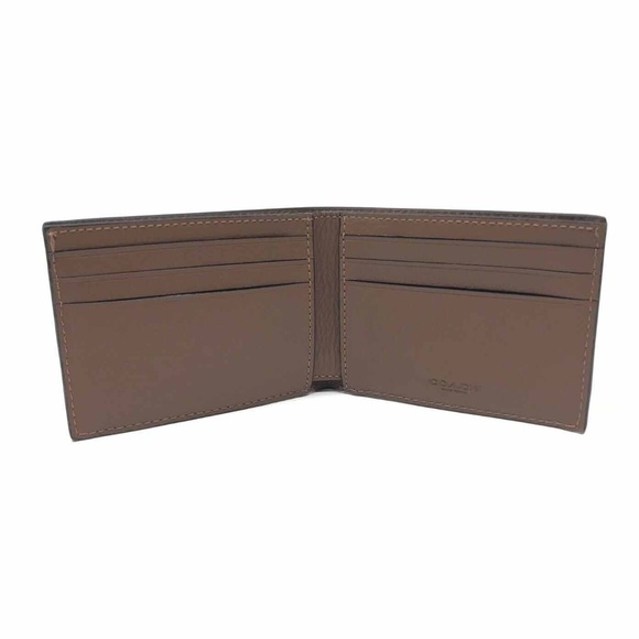 Coach Men’s Slim Billfold Saddle Leather Wallet - Picture 4 of 5